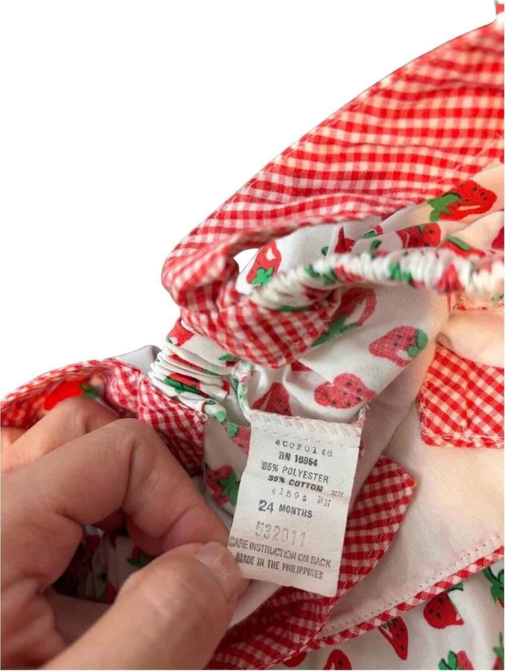 Vintage Baby Togs Strawberry Print Gingham Bubble Romper size 24 months - Picture 2 of 5